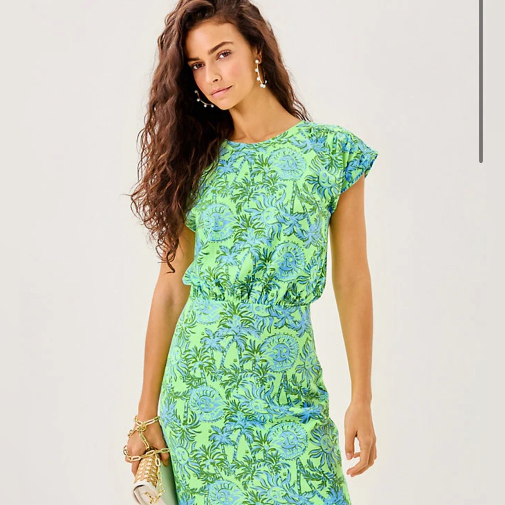 Lilly Pulitzer Melli Green and Blue Leaf Dress